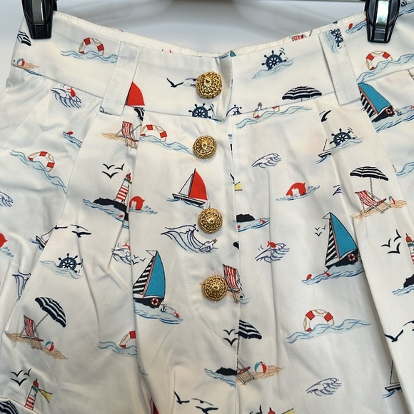 New My Beachy Side EMILY IN PARIS Nautical Beach Print High Waisted Shorts XS/SM - Picture 4 of 9